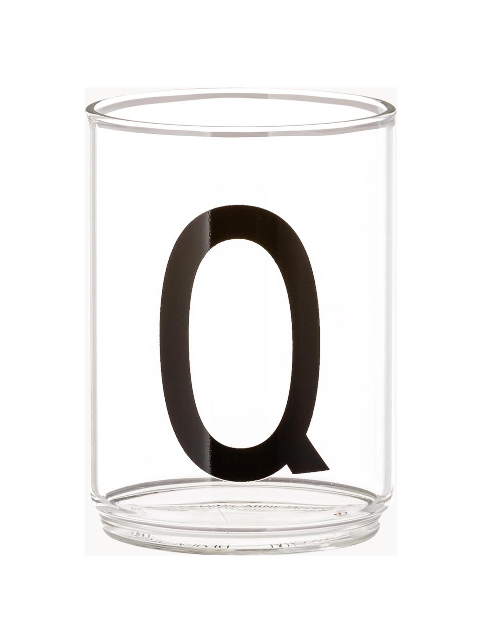 Design waterglas Personal met letters (varianten van A tot Z), Borosilicaatglas, Transparant, zwart, Waterglas A, 300 ml