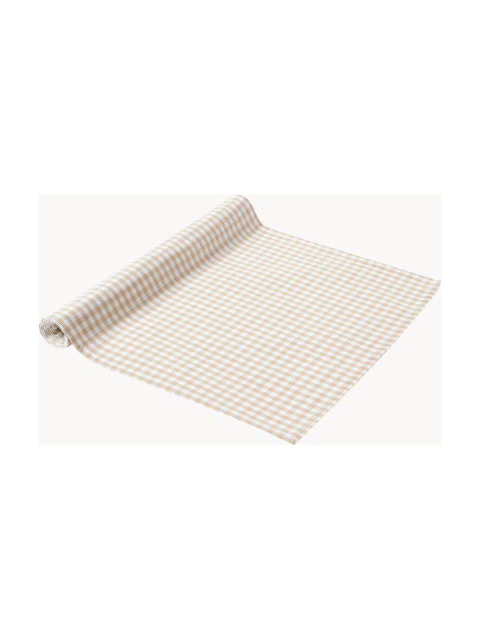 Karierter Tischläufer Appoline, 100 % Baumwolle, Beige, Off White, B 50 x L 160 cm