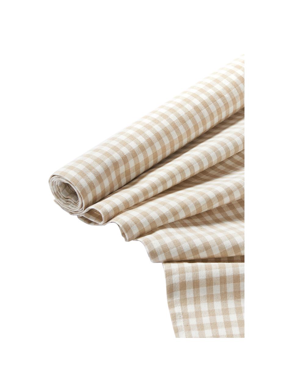 Chemin de table à carreaux Appoline, 100 % coton, Beige, blanc cassé, larg. 50 x long. 160 cm