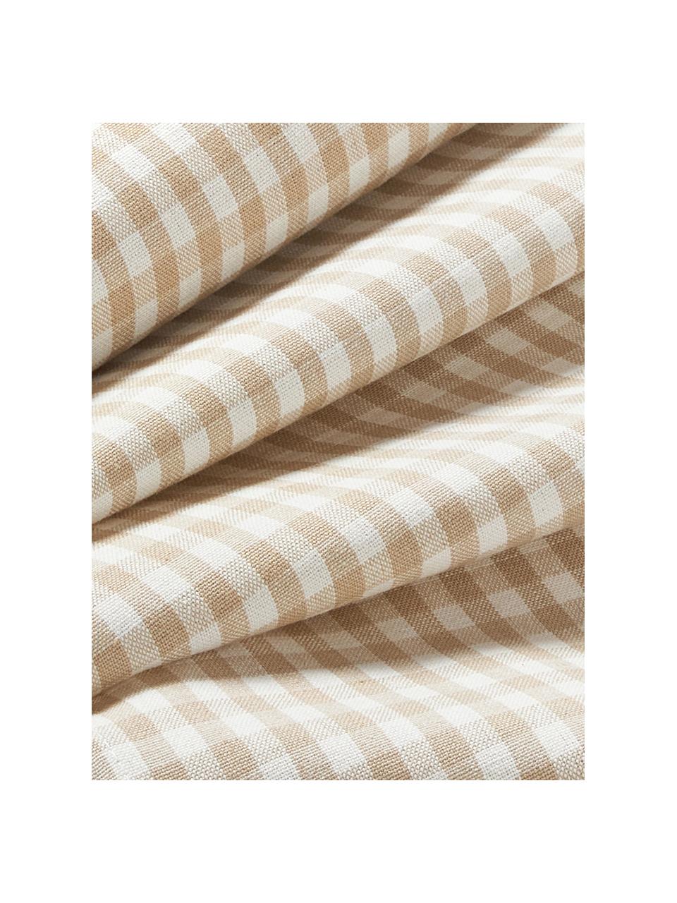 Geruite tafelloper Appoline, 100% katoen, Beige, gebroken wit, B 50 x L 160 cm