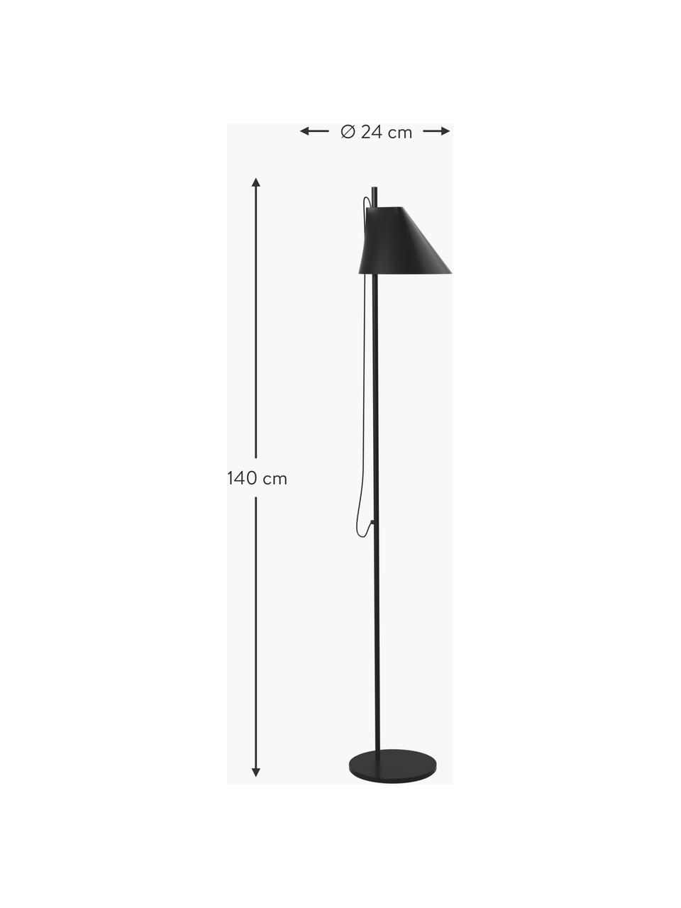 Dimbare LED vloerlamp Yuh met timerfunctie, Zwart, H 140 cm