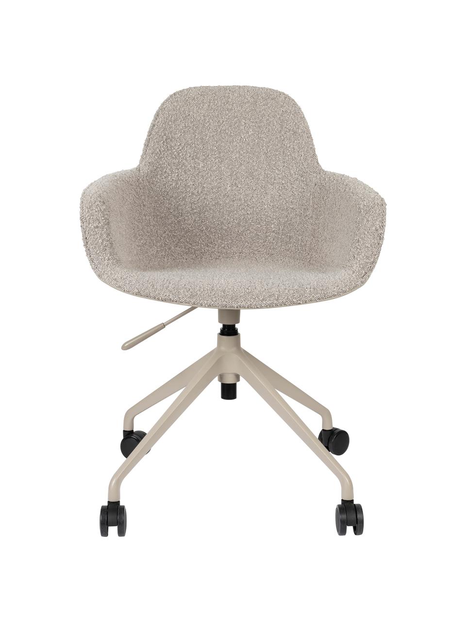 Chaise de bureau en tissu bouclé Albert, hauteur ajustable, En tissu bouclé taupe, larg. 59 x prof. 52 cm
