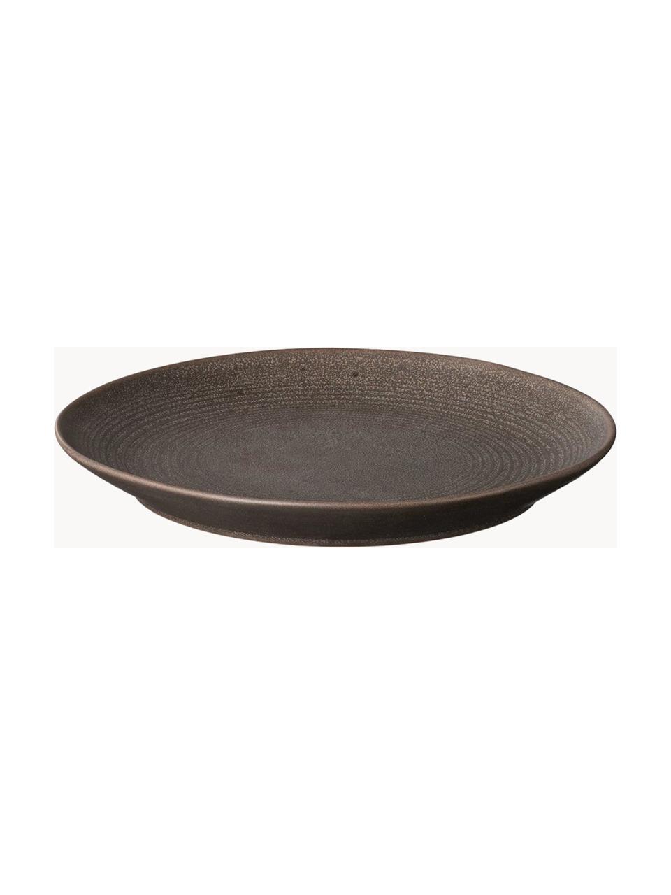 Platos postre artesanales Kumi, 6 uds., Cerámica de gres esmaltada, Gris pardo, Ø 21 cm