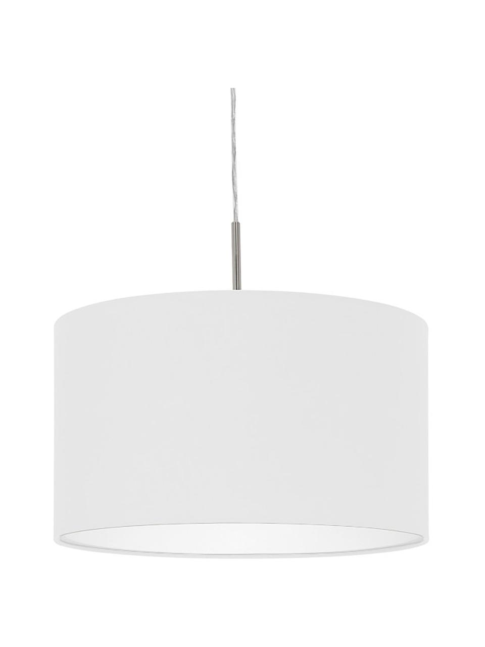 Lámpara de techo Parry, Pantalla: tela, Fijación: metal niquelado, Cable: plástico, Blanco, Ø 38 x Al 22 cm
