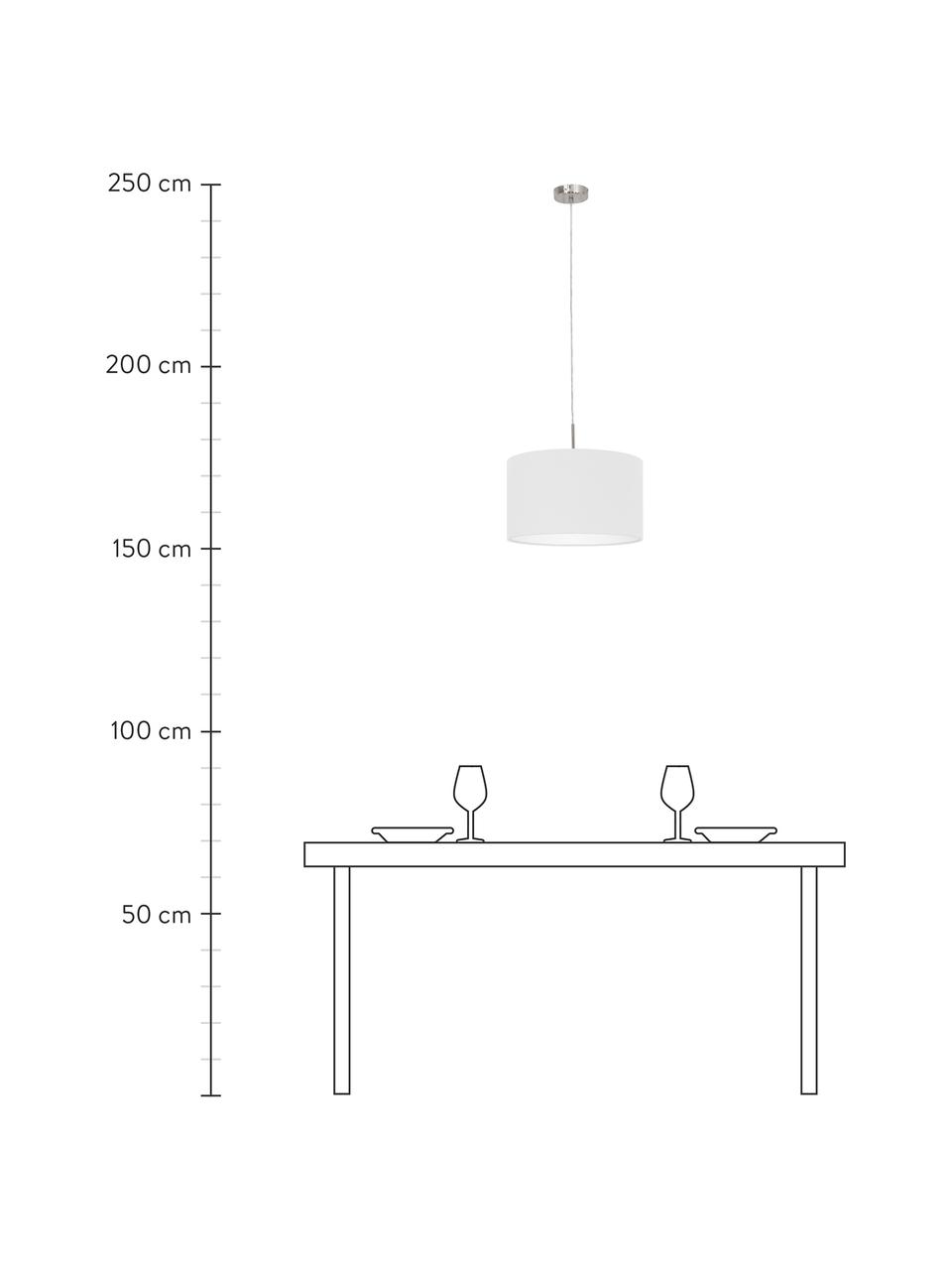 Hanglamp Parry, Lampenkap: textiel, Baldakijn: vernikkeld metaal, Fitting: vernikkeld metaal, Wit, Ø 38 x H 22 cm