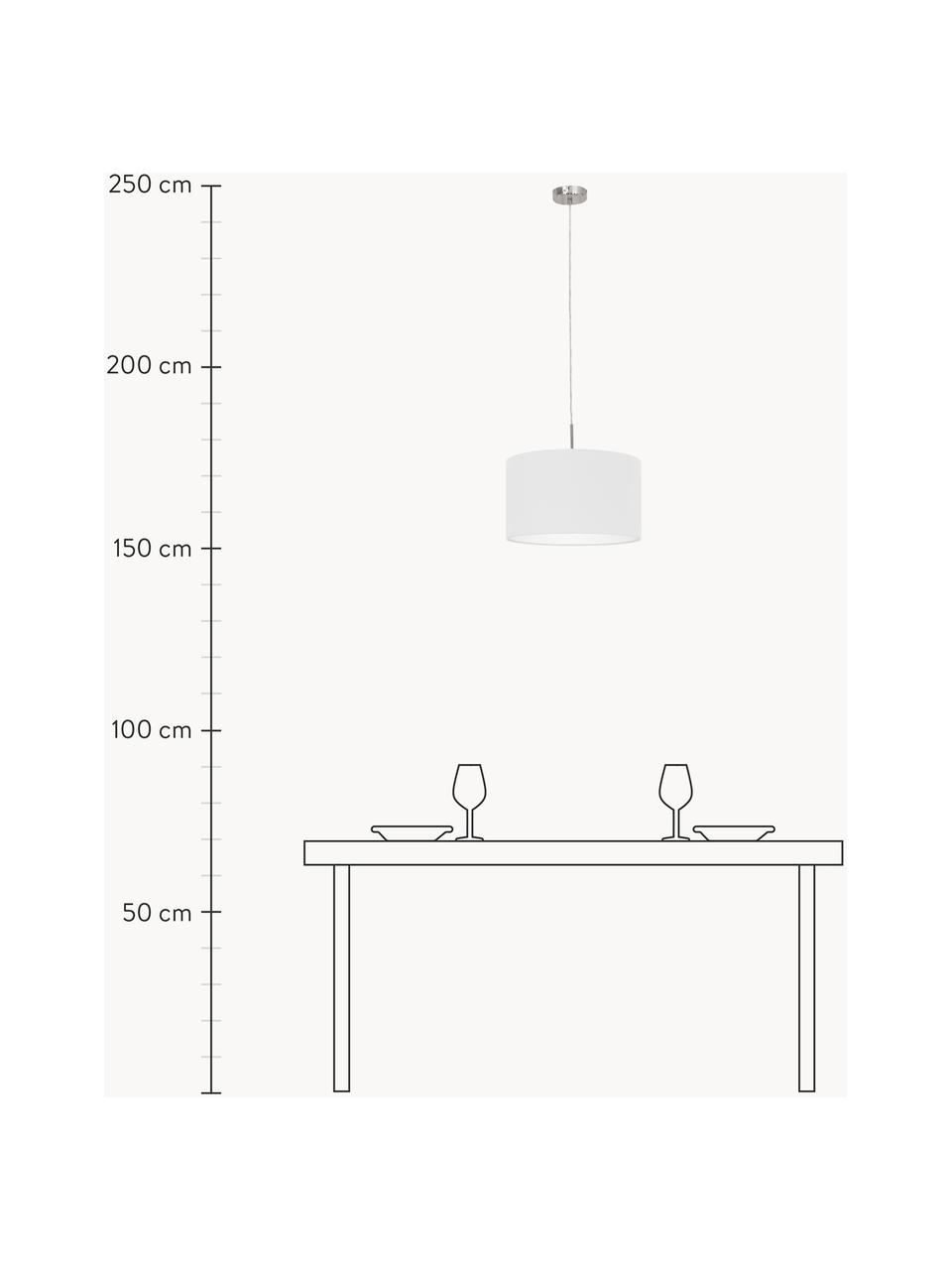 Hanglamp Parry, Lampenkap: textiel, Fitting: vernikkeld metaal, Wit, Ø 38 x H 22 cm