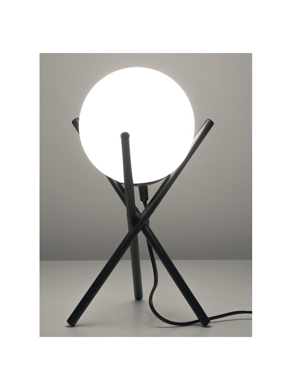 Lampa stołowa trójnóg ze szklanym kloszem Erik, Biały, czarny, Ø 15 x W 33 cm