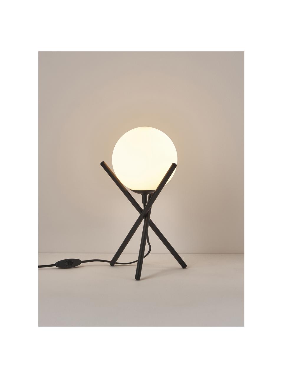 Petite lampe à poser trépied Erik, Blanc, noir, Ø 15 x haut. 33 cm