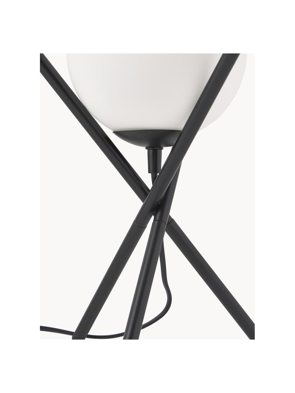 Lámpara de mesa pequeña Erik, Pantalla: vidrio, Cable: cubierto en tela, Blanco, negro, Ø 15 x Al 33 cm
