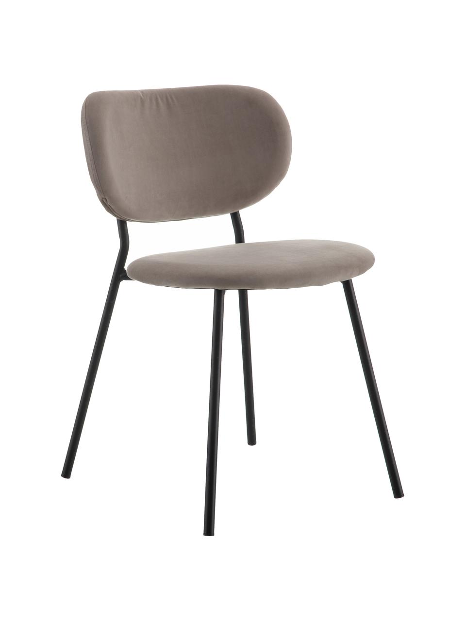 Krzesło tapicerowane z aksamitu Elyse, Tapicerka: 100% aksamit poliestrowy,, Nogi: metal, Szary, czarny, S 49 x G 46 cm