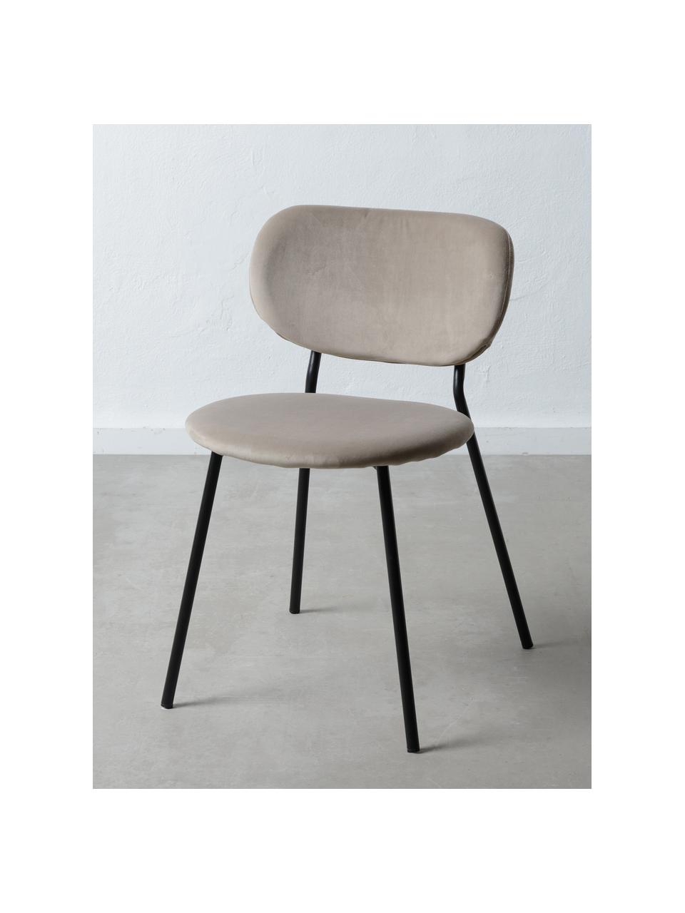 Sametová čalouněná židle Elyse, stohovatelná, Šedá, černá, Š 49 cm