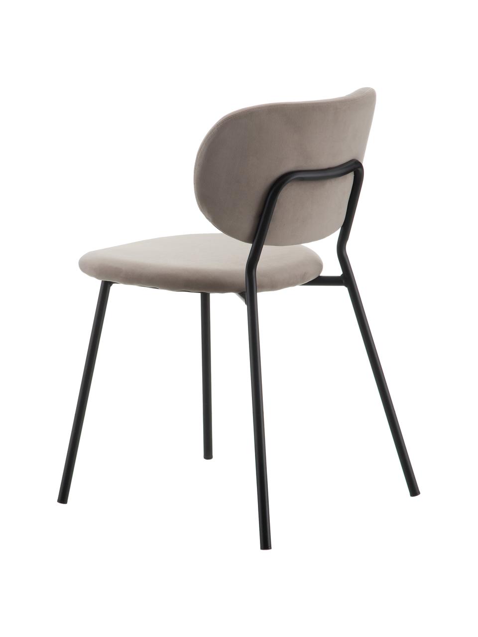 Sametová čalouněná židle Elyse, stohovatelná, Šedá, černá, Š 49 cm