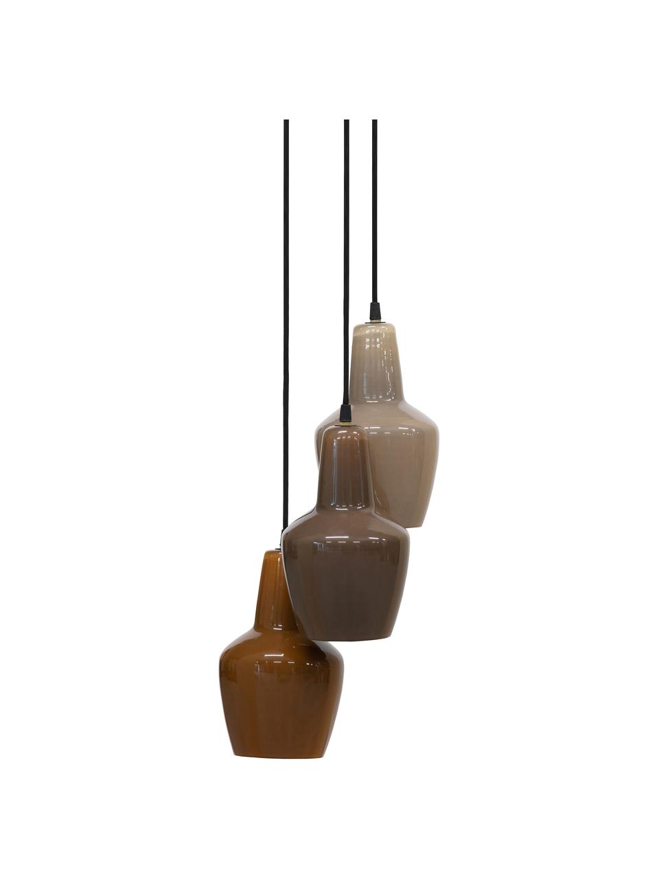 Lámpara de techo cluster Pottery, Cable: cubierto en tela, Tonos beige y marrones, Ø 30 x Al 145 cm
