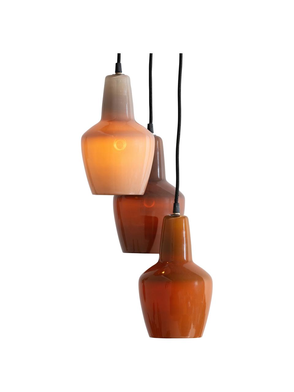 Lámpara de techo cluster Pottery, Cable: cubierto en tela, Tonos beige y marrones, Ø 30 x Al 145 cm