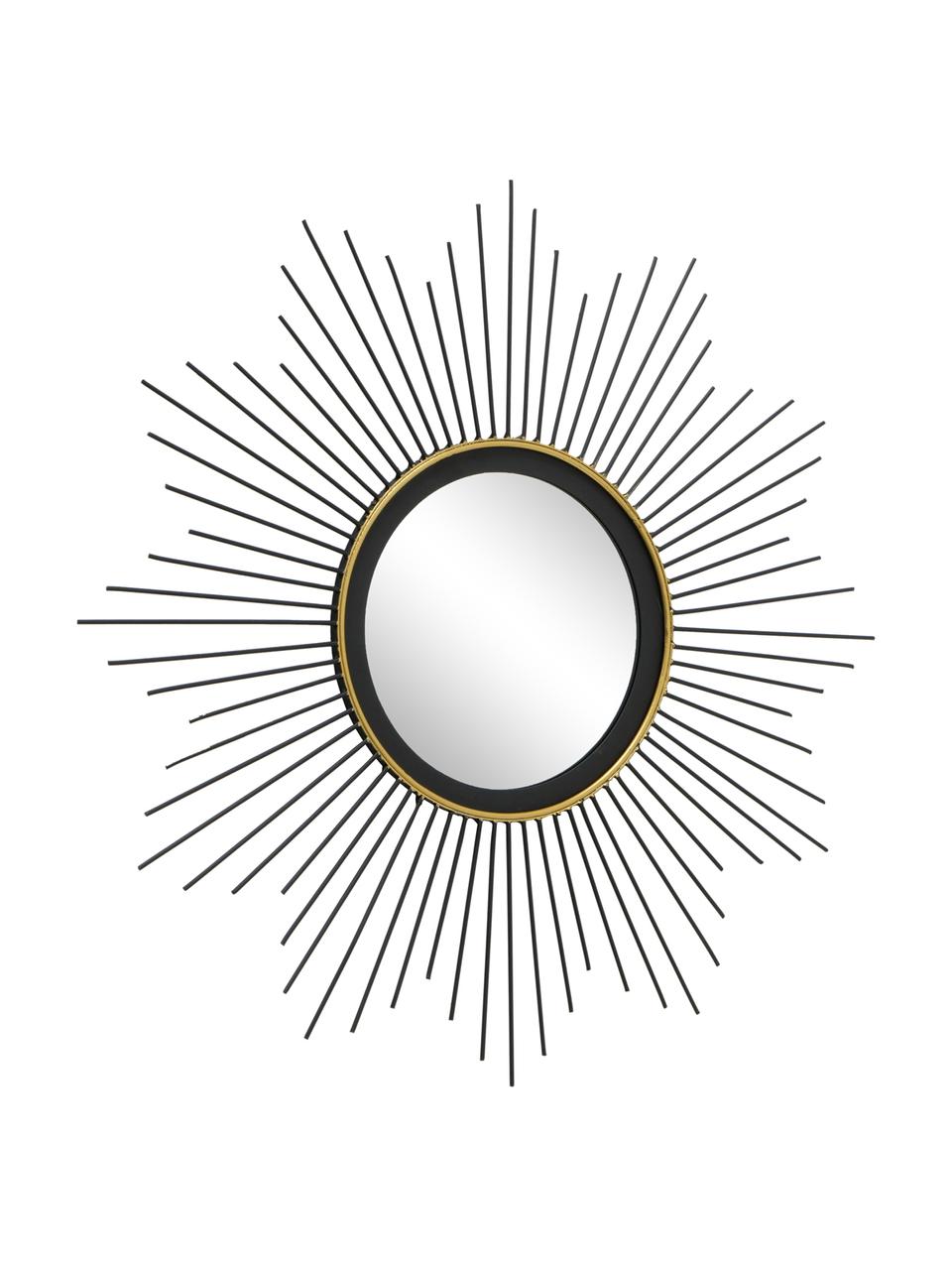 Okrągłe lustro ścienne z metalu Yoko, Czarny, Ø 50 cm
