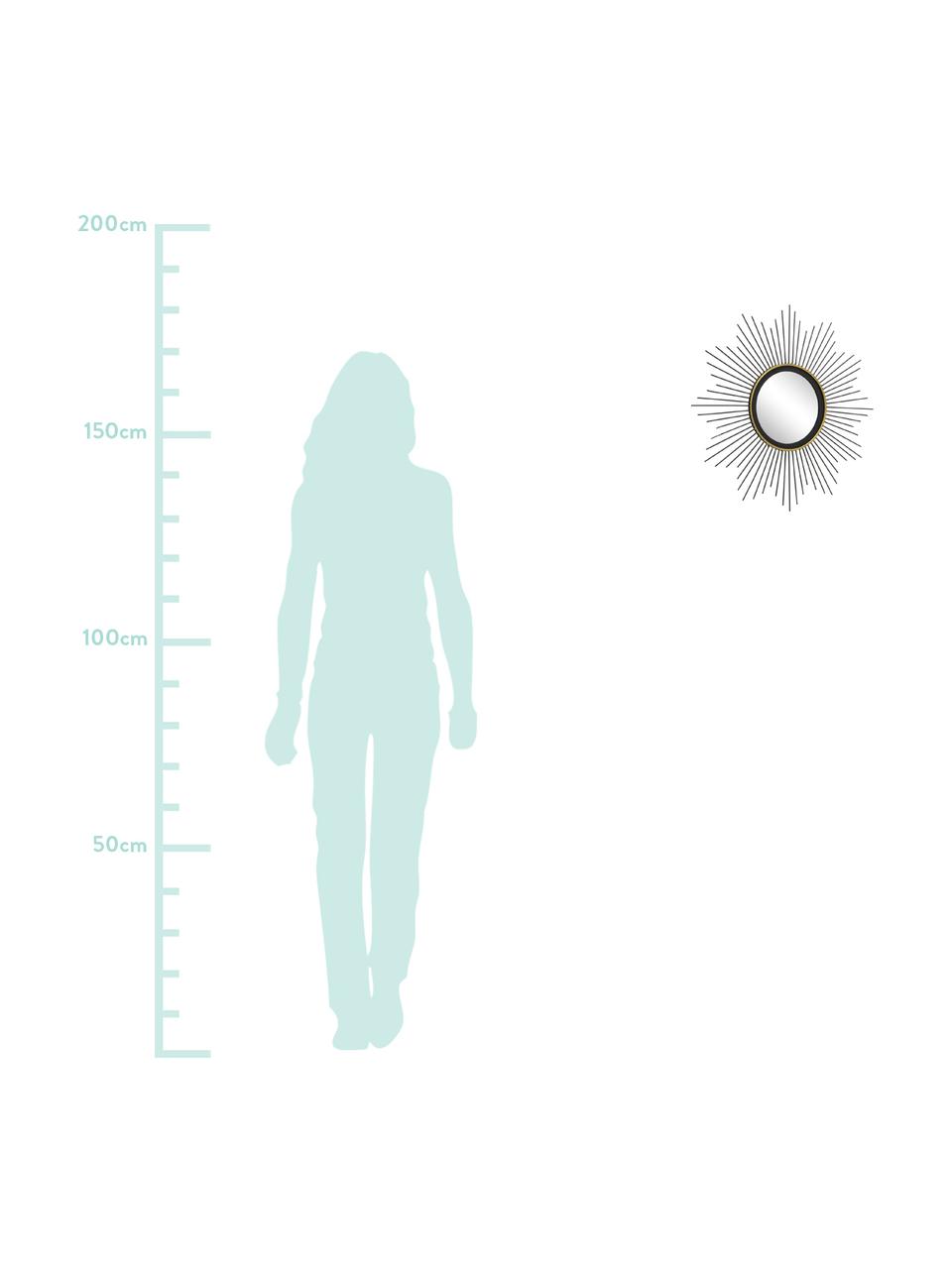 Ronde wandspiegel Yoko van metaal, Lijst: gecoat metaal, Zwart, Ø 50 cm