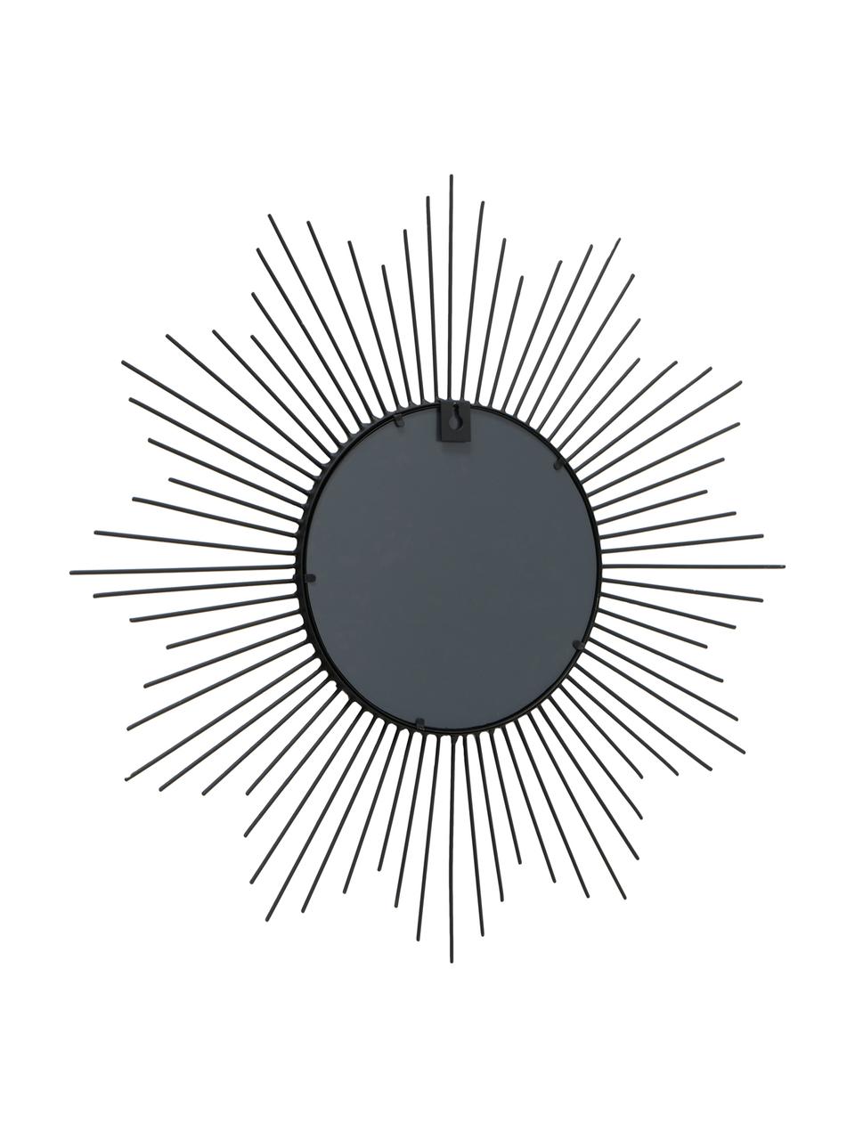 Okrągłe lustro ścienne z metalu Yoko, Czarny, Ø 50 cm