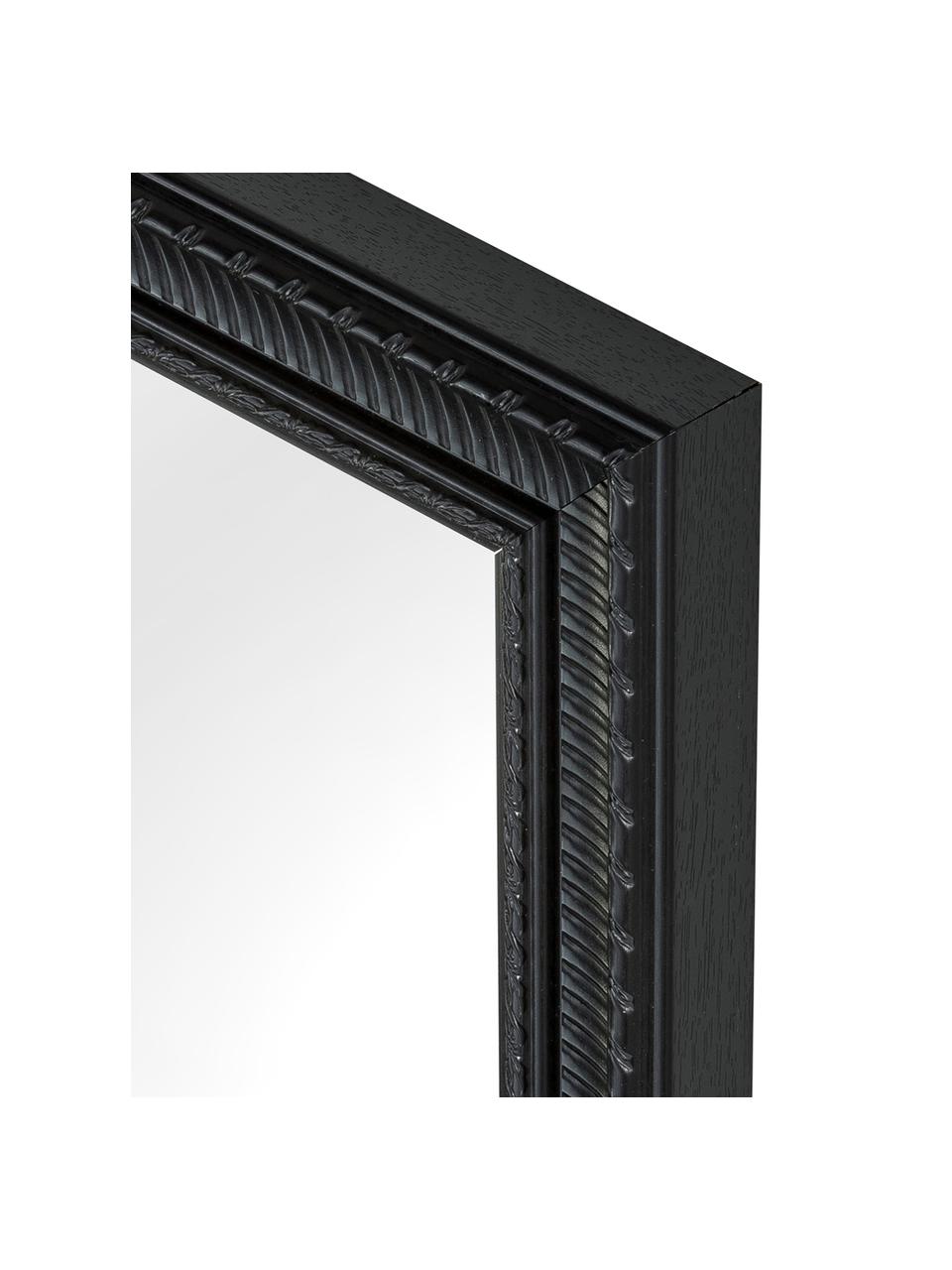 Rechthoekige wandspiegel Paris met zwarte lijst, Frame: polyurethaan, Frame: zwart. Spiegelvlak: spiegelglas, 52 x 62 cm