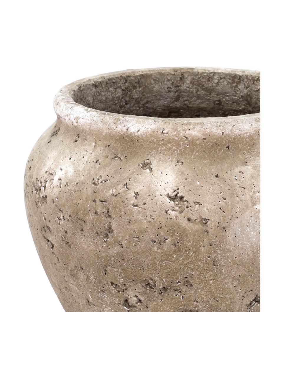 Übertopf Loev aus Zement mit Antik-Finish, Zement, Beige, Ø 30 x H 25 cm