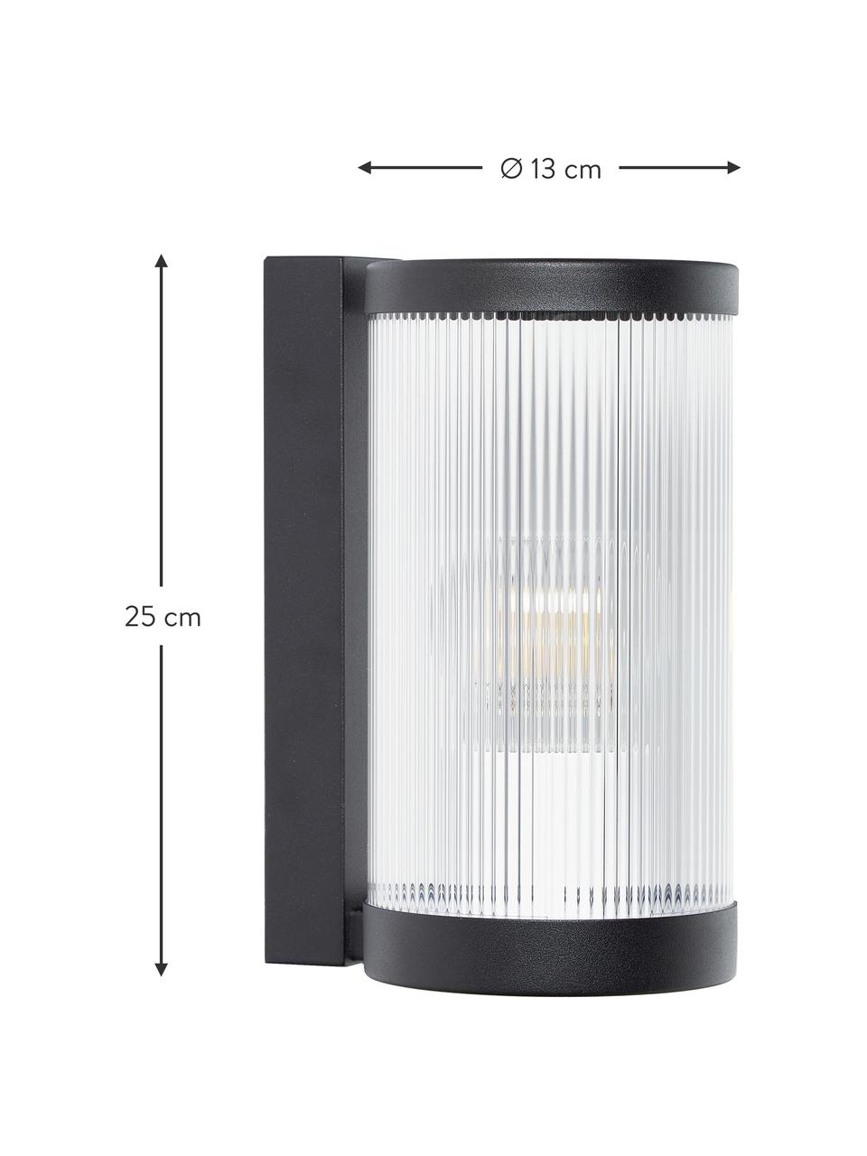 Outdoor wandlamp Coupar, Diffuser: kunststof, Zwart, Ø 13 x H 25 cm