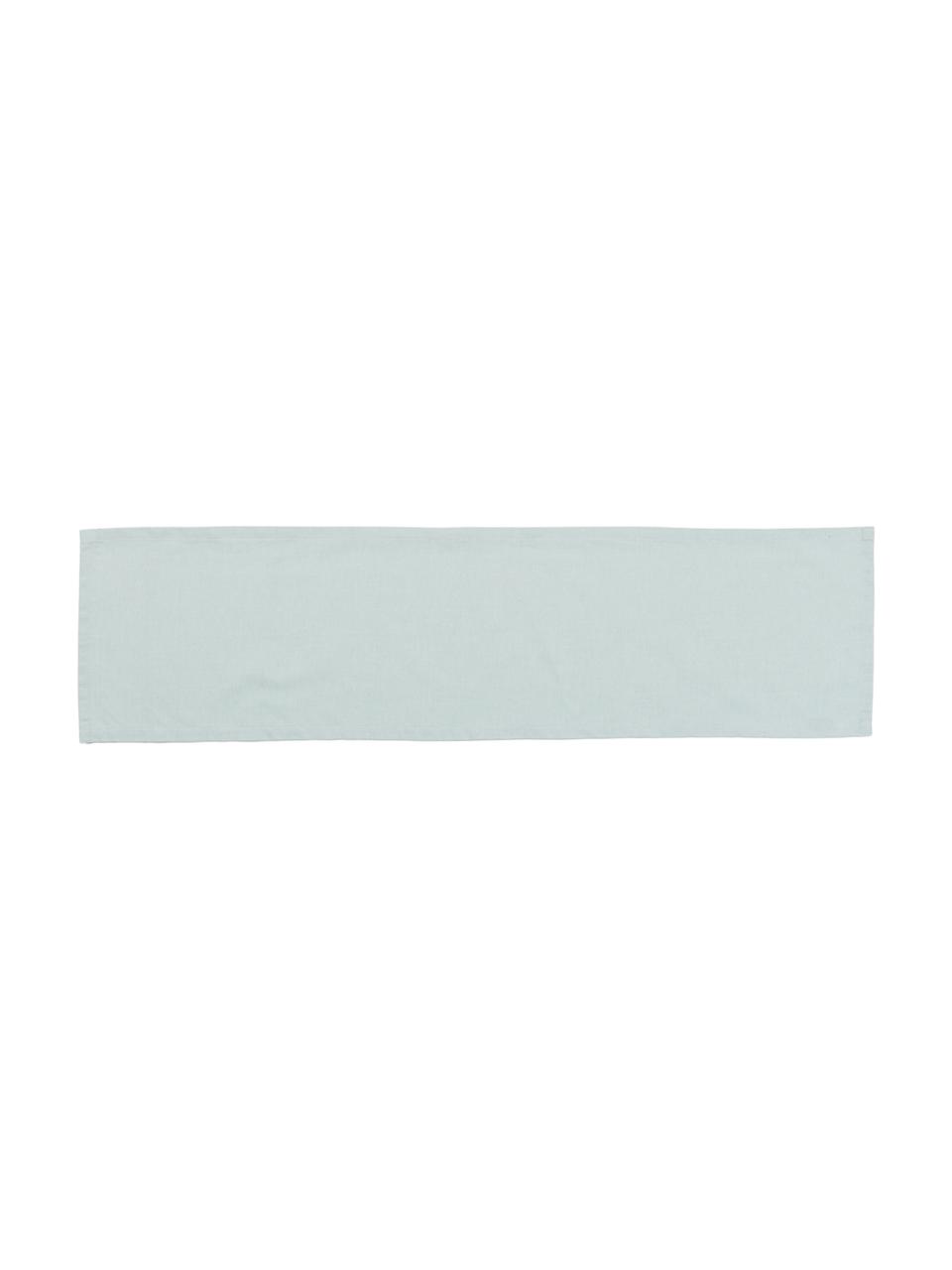 Chemin de table en mélange de coton Riva, Vert menthe, larg. 40 x long. 150 cm