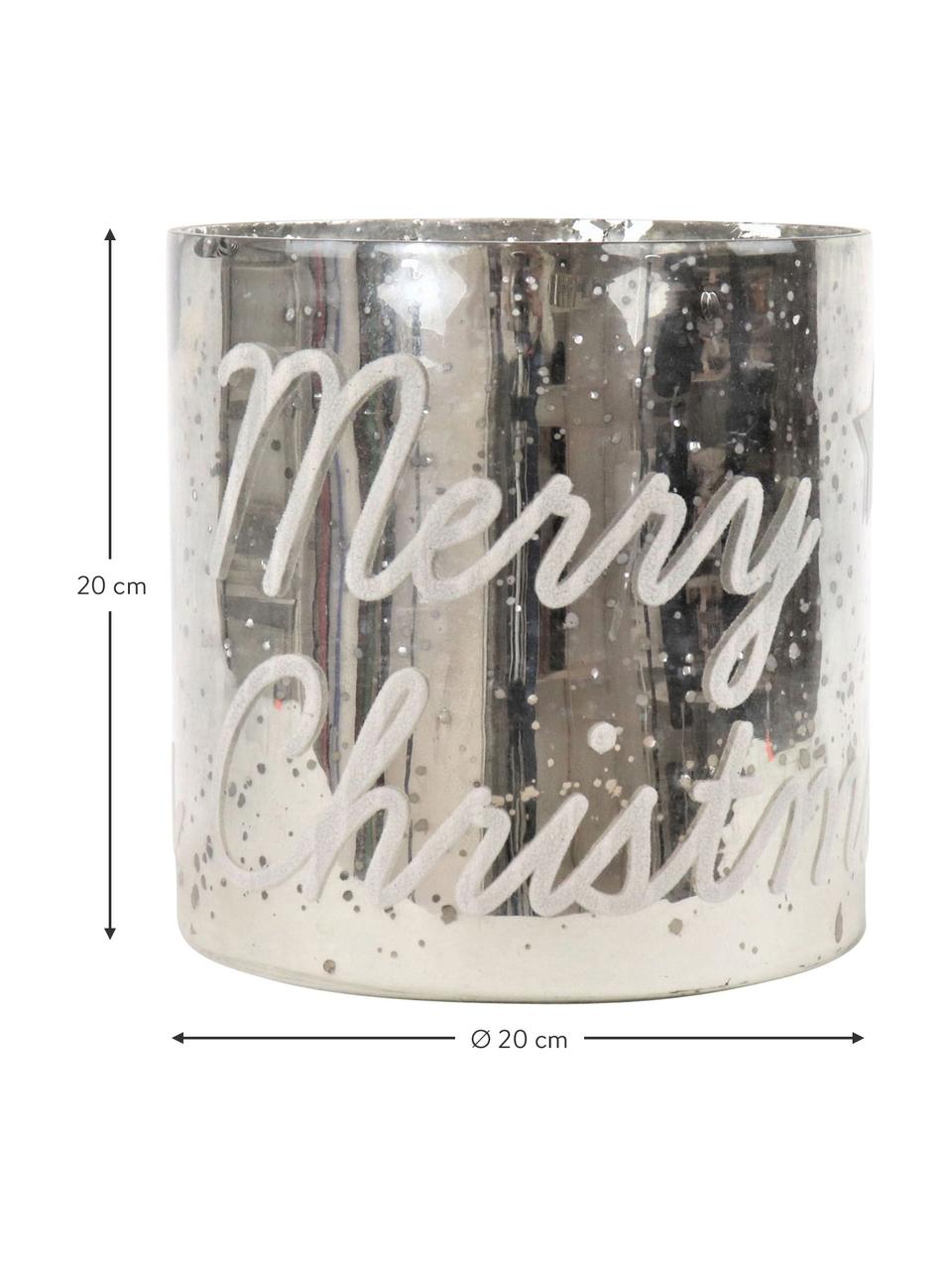 Windlicht Merry Christmas , Glas, Silberfarben, Ø 20 x H 20 cm
