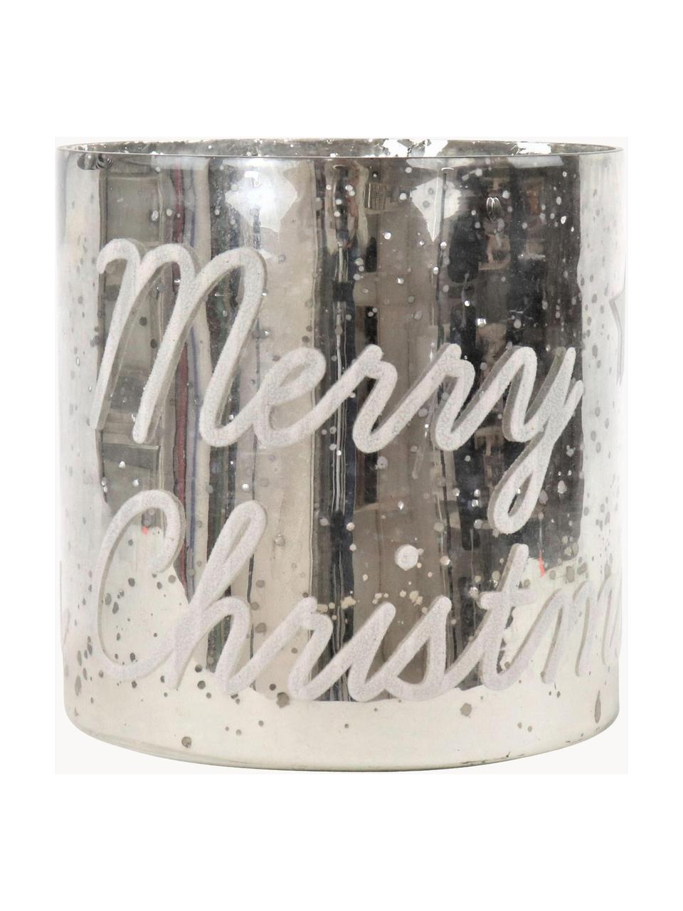 Windlicht Merry Christmas, Glas, Silberfarben, Ø 20 x H 20 cm