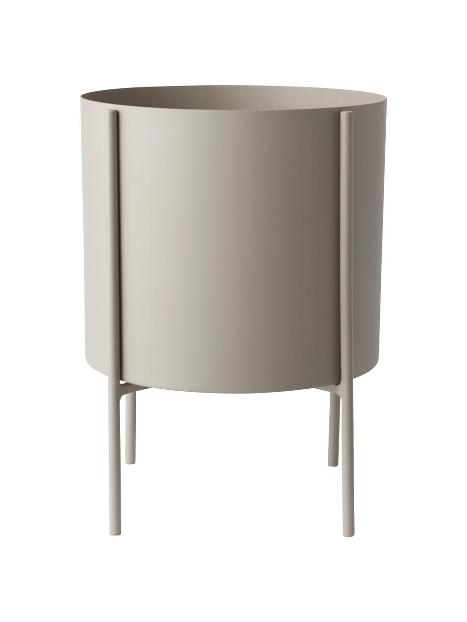 Macetero grande de metal Milton, Metal recubierto, Beige mate, Ø 25 x Al 45 cm