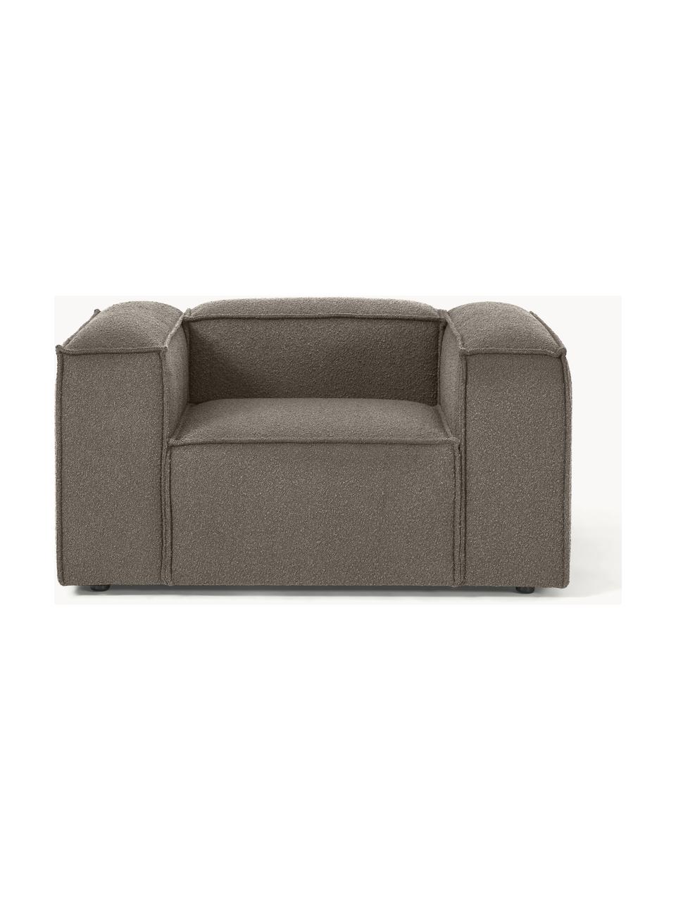 Sillón en tejido bouclé Lennon, Tapizado: tejido bouclé (100% polié, Estructura: madera contrachapada de p, Patas: plástico Este producto es, Bouclé greige, An 130 x F 101 cm