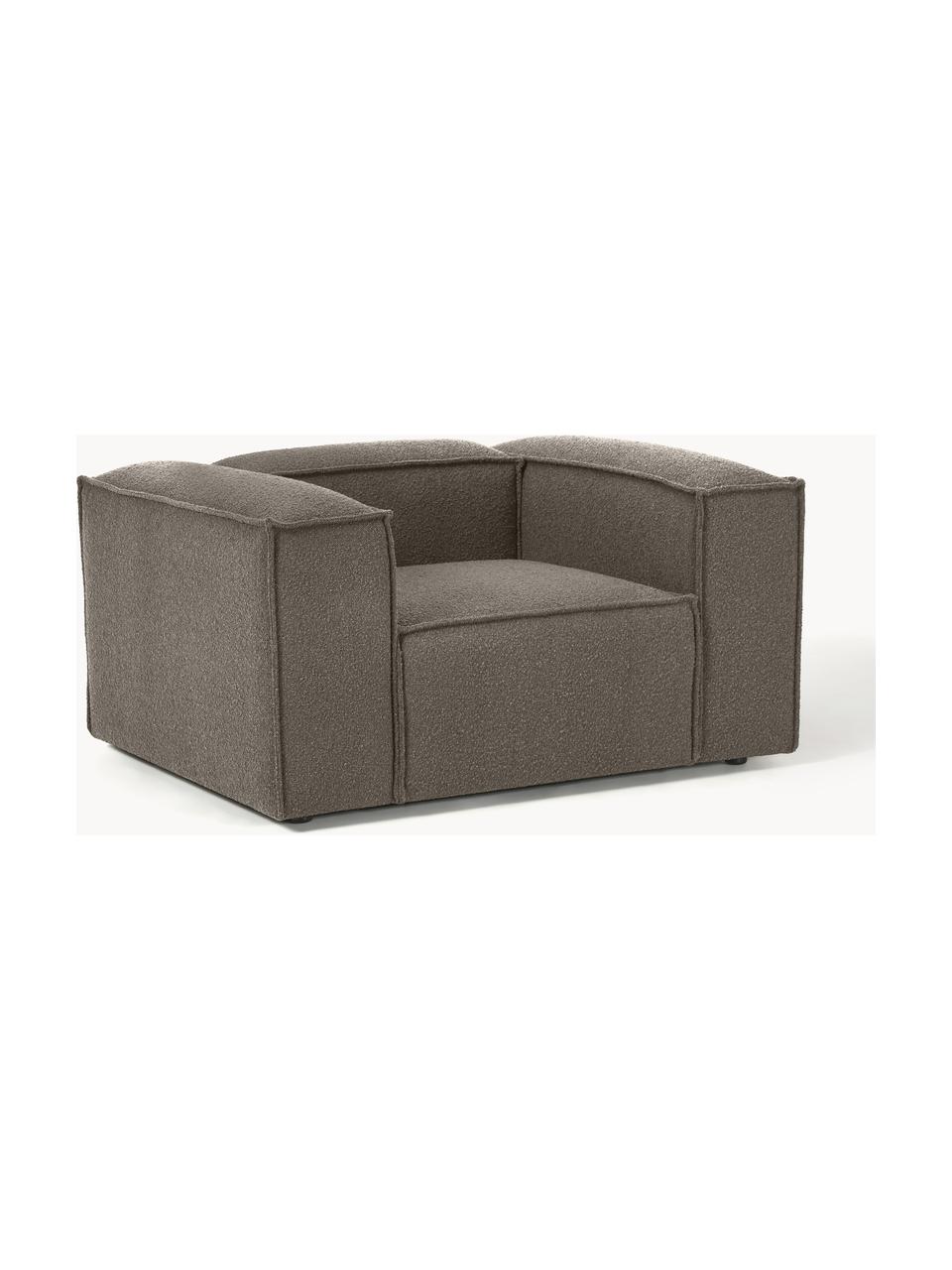 Sillón en tejido bouclé Lennon, Tapizado: tejido bouclé (100% polié, Estructura: madera contrachapada de p, Patas: plástico Este producto es, Bouclé greige, An 130 x F 101 cm