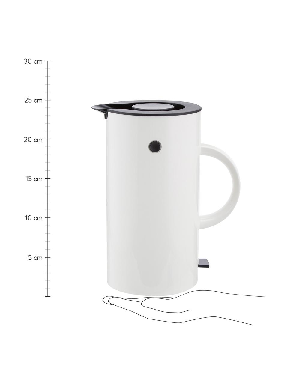 Bollitore elettrico in bianco lucido EM77, 1.5 L, Rivestimento: smalto, Bianco, nero, 1,5 L