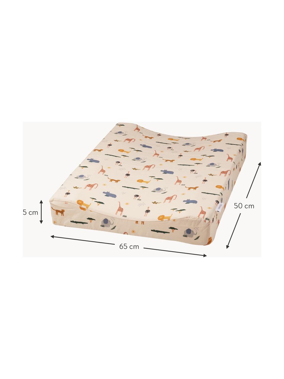 Aankleedkussen Fritz, Bekleding: 100% katoen, Matras: 100% PU-schuimstof, Beige, meerkleurig, B 50 x L 65 cm