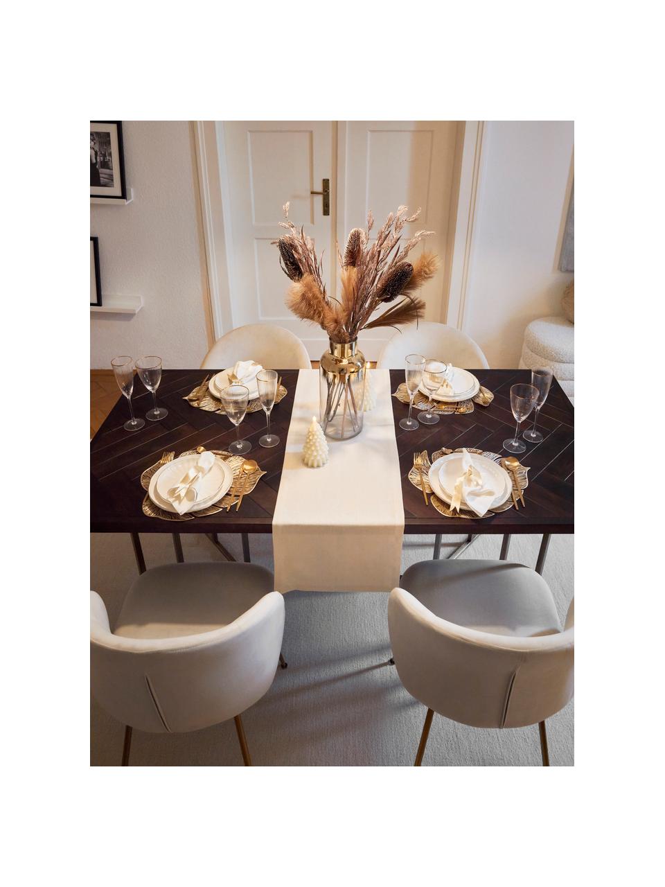 Mesa de comedor de madera de mango Luca, tamaños diferentes, Tablero: madera de mango maciza pi, Estructura: metal recubierto, Madera de mango, dorado, An 180 x F 90 cm