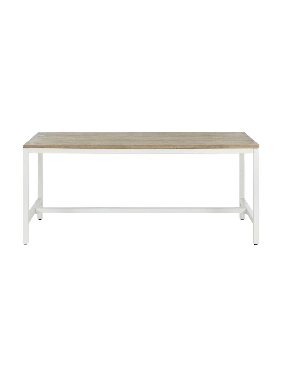Jedálenský stôl s doskou z masívu Raw, Stolová doska: mangové drevo so zárezmi Konštrukcia: matná biela