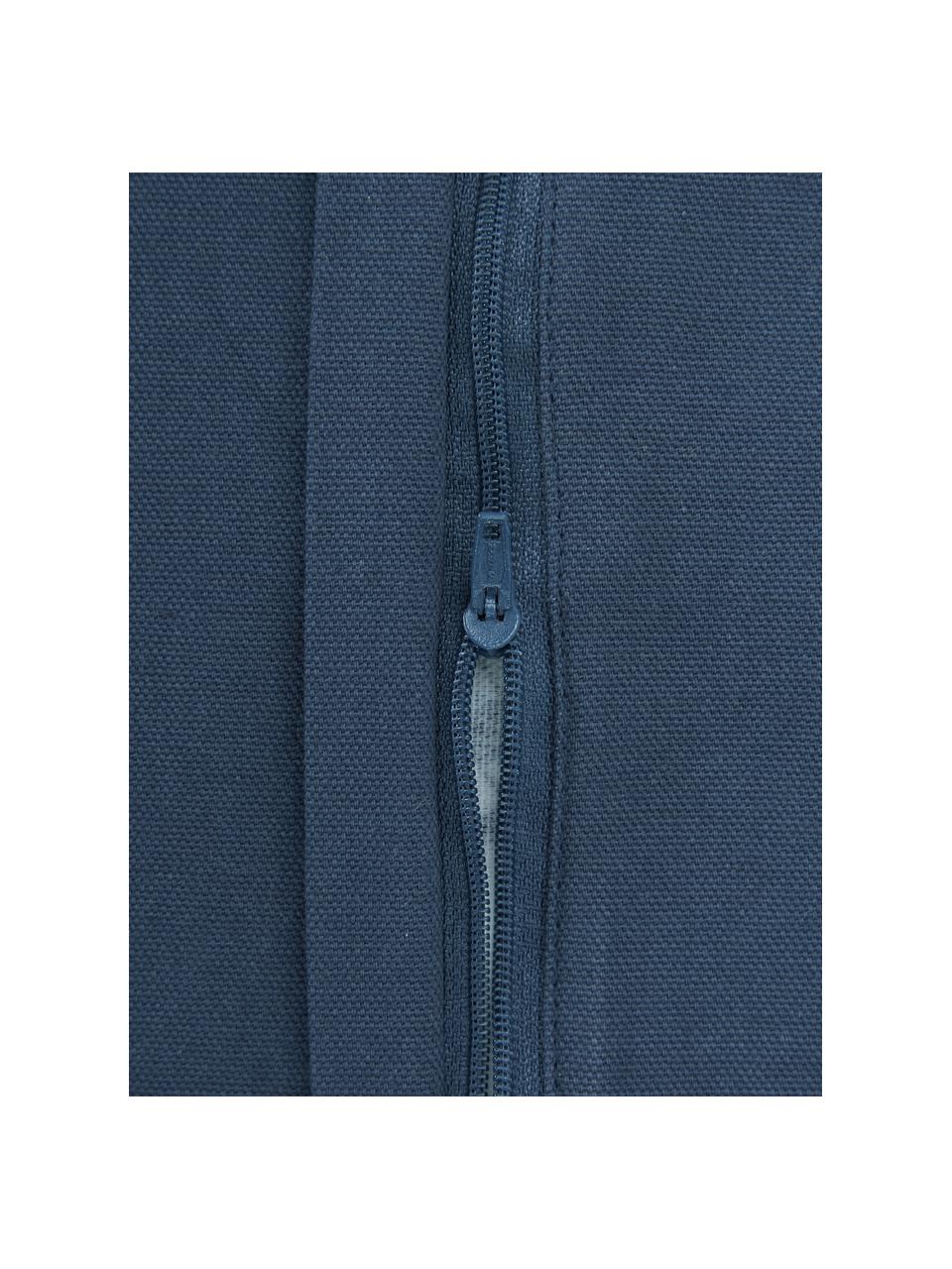 Federa arredo in cotone blu/bianco con motivo e frange Akira, 100% cotone, Blu, Larg. 40 x Lung. 40 cm