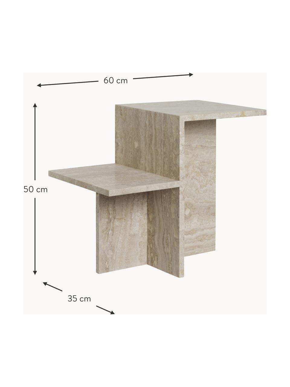 Travertinový odkládací stolek se dvěma deskami Distinct, Travertin, Béžový travertin, Š 60 cm, V 50 cm