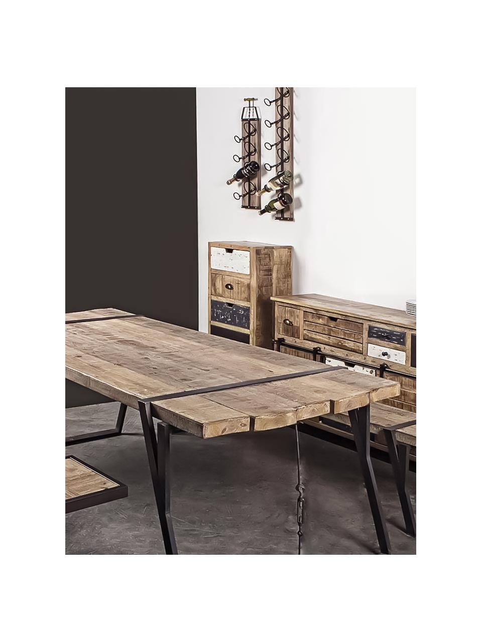 Mesa de comedor Blocks, Estructura: hierro, Tablero: madera de abeto, Negro, An 200 x F 54 cm