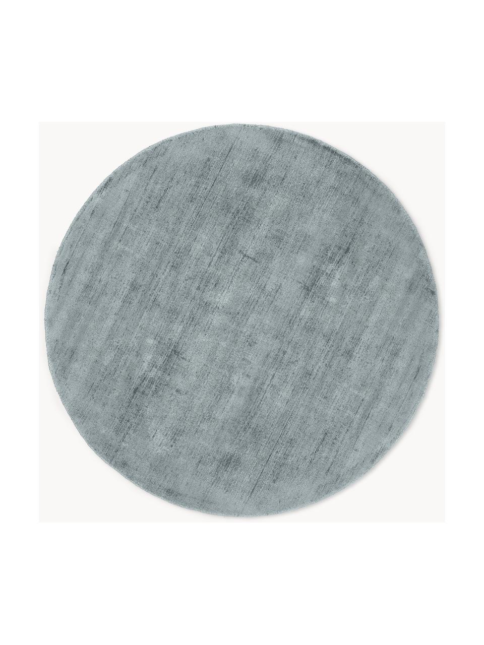 Alfombra redonda artesanal de viscosa Jane, Parte superior: 100% viscosa, Reverso: 100% algodón, Azul claro, Ø 150 cm (Tamaño M)