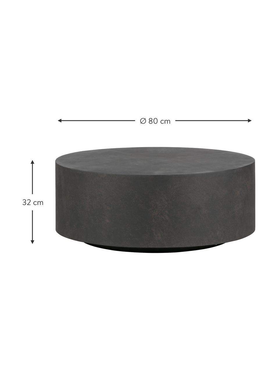 Ogrodowy stolik kawowy z betonu Dean, Powlekany betonem i włóknem szklanym, Ciemny brązowy, Ø 80 x W 32 cm