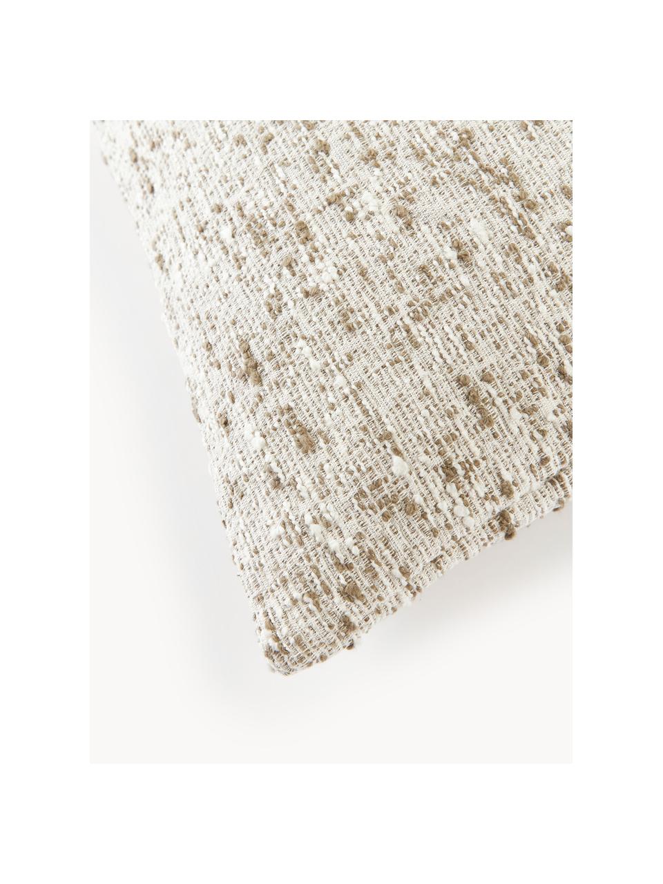 Housse de coussin 50x50 en tissu bouclé Talea, Tissu bouclé (92 % coton, 8 % polyester)

Le bouclé est une matière qui se caractérise par sa texture aux courbes irrégulières. La surface caractéristique est créée par des boucles tissées de fils différents qui confèrent au tissu une structure unique. La structure bouclée a un effet à la fois isolant et moelleux, ce qui rend le tissu particulièrement douillet, Vert olive, blanc cassé, larg. 50 x long. 50 cm