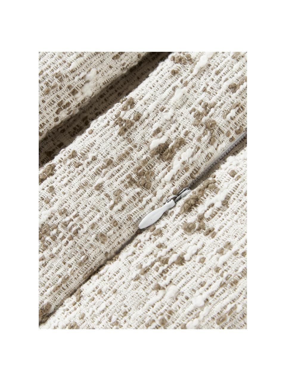 Housse de coussin 50x50 en tissu bouclé Talea, Tissu bouclé (92 % coton, 8 % polyester)

Le bouclé est une matière qui se caractérise par sa texture aux courbes irrégulières. La surface caractéristique est créée par des boucles tissées de fils différents qui confèrent au tissu une structure unique. La structure bouclée a un effet à la fois isolant et moelleux, ce qui rend le tissu particulièrement douillet, Vert olive, blanc cassé, larg. 50 x long. 50 cm
