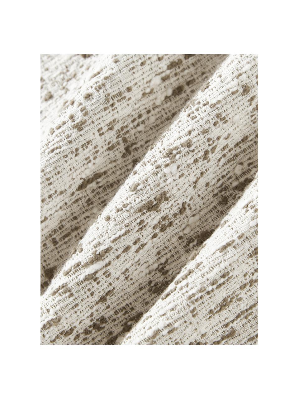 Housse de coussin 50x50 en tissu bouclé Talea, Tissu bouclé (92 % coton, 8 % polyester)

Le bouclé est une matière qui se caractérise par sa texture aux courbes irrégulières. La surface caractéristique est créée par des boucles tissées de fils différents qui confèrent au tissu une structure unique. La structure bouclée a un effet à la fois isolant et moelleux, ce qui rend le tissu particulièrement douillet, Vert olive, blanc cassé, larg. 50 x long. 50 cm