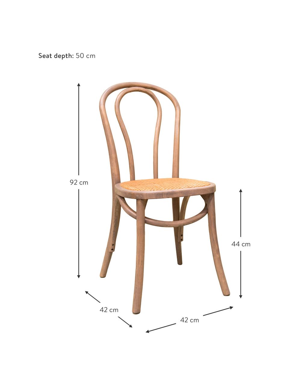 Sedia in legno Zari, Seduta: rattan, Grigio, Larg. 42 x Prof. 42 cm