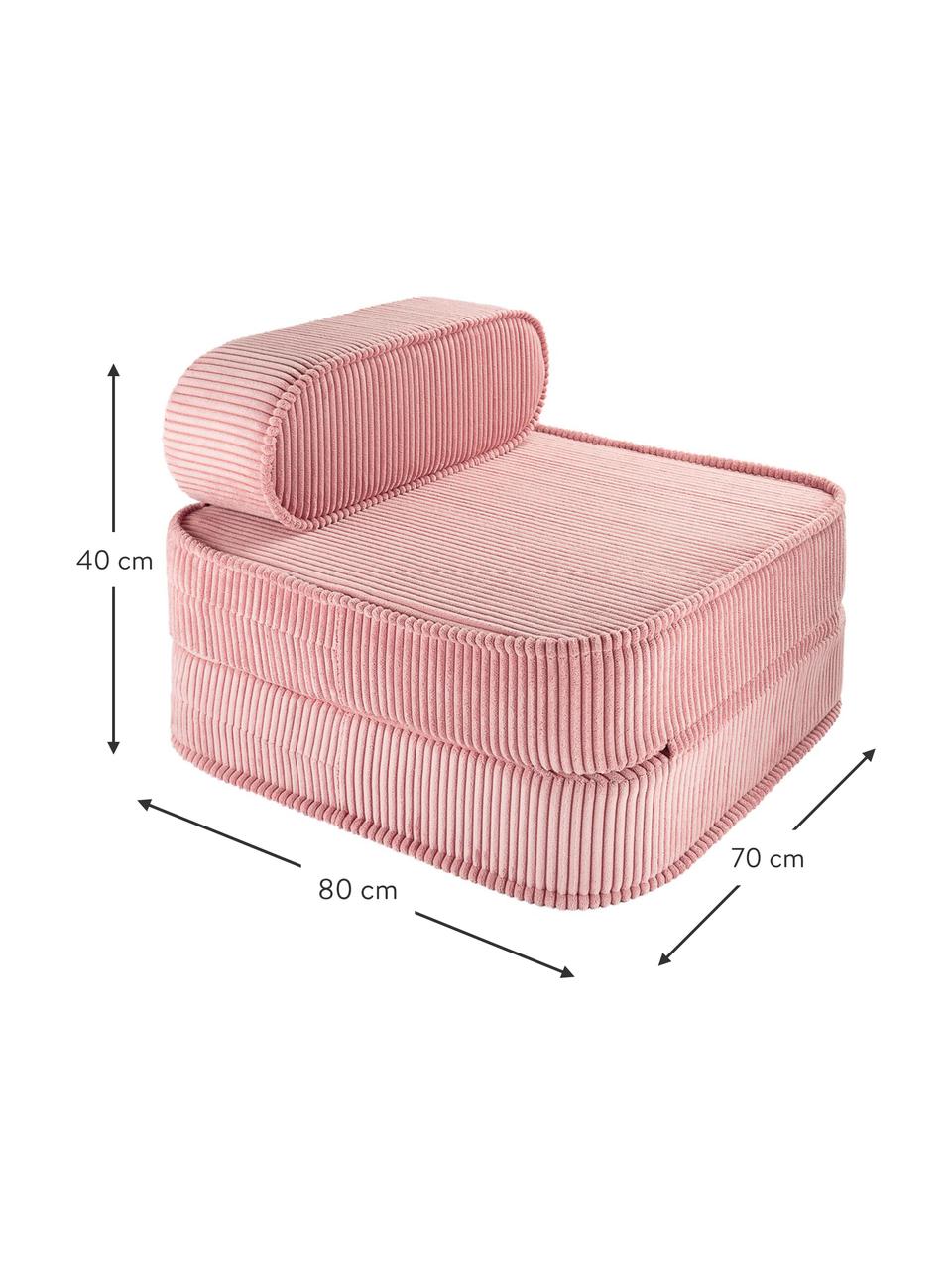 Fotel rozkładany ze sztruksu dla dzieci Sugar, Tapicerka: sztruks (100% poliester) , Bladoróżowy sztruks, S 70 x W 40 cm