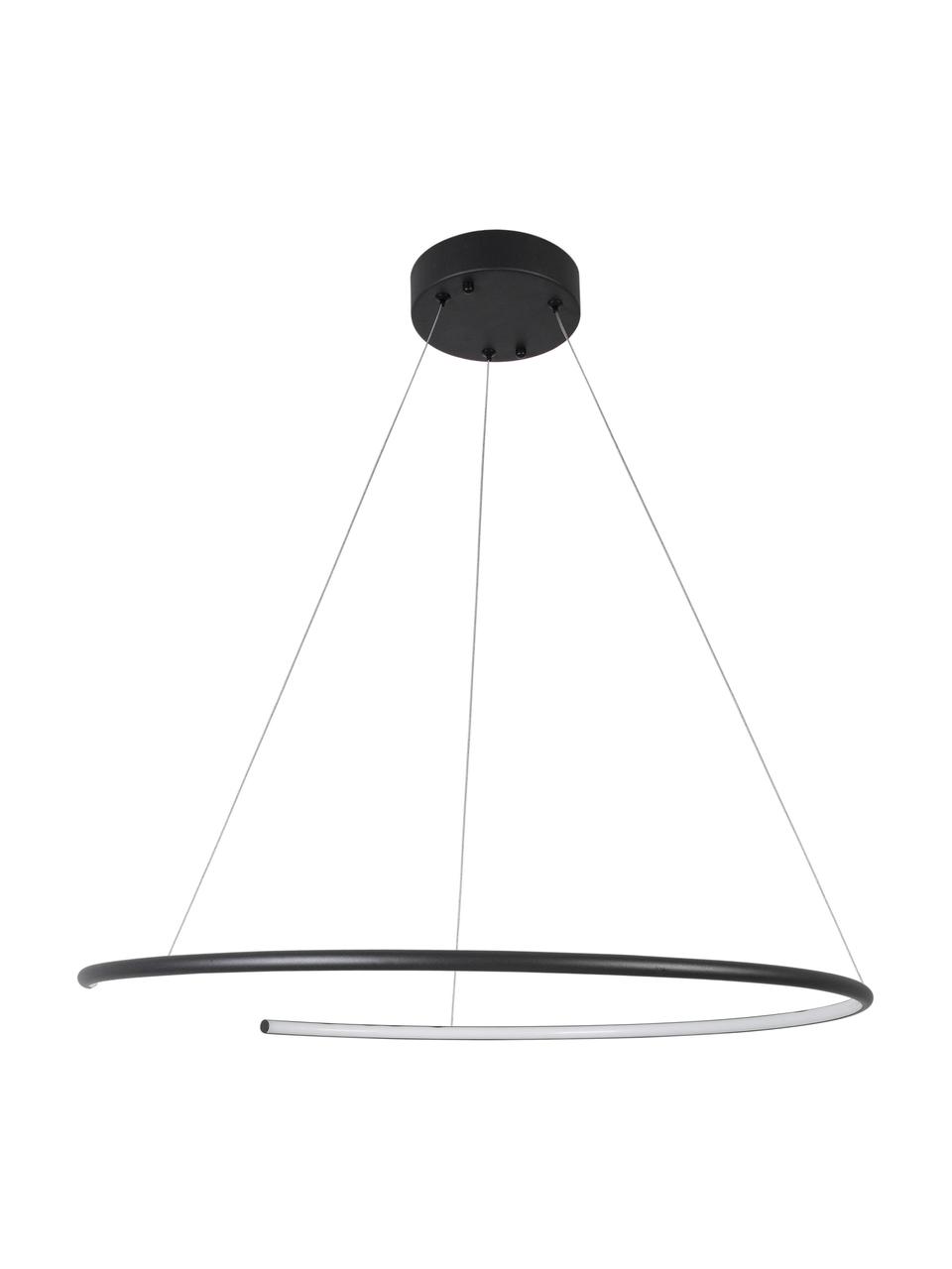 Grosse LED-Pendelleuchte Breda in Schwarz, Lampenschirm: Aluminium, Baldachin: Aluminium, Schwarz, Ø 70 x H 200 cm