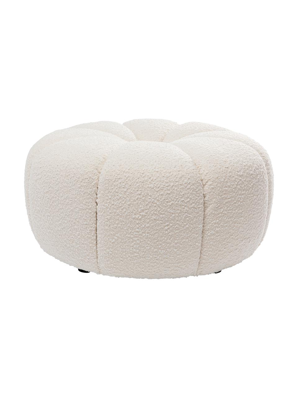 Pouf en tissu bouclé Peppo Lounge, Tissu bouclé blanc, Ø 76 x haut. 39 cm