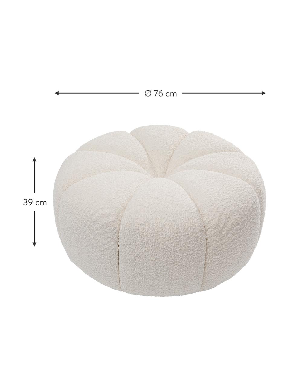 Pouf en tissu bouclé Peppo Lounge, Tissu bouclé blanc, Ø 76 x haut. 39 cm