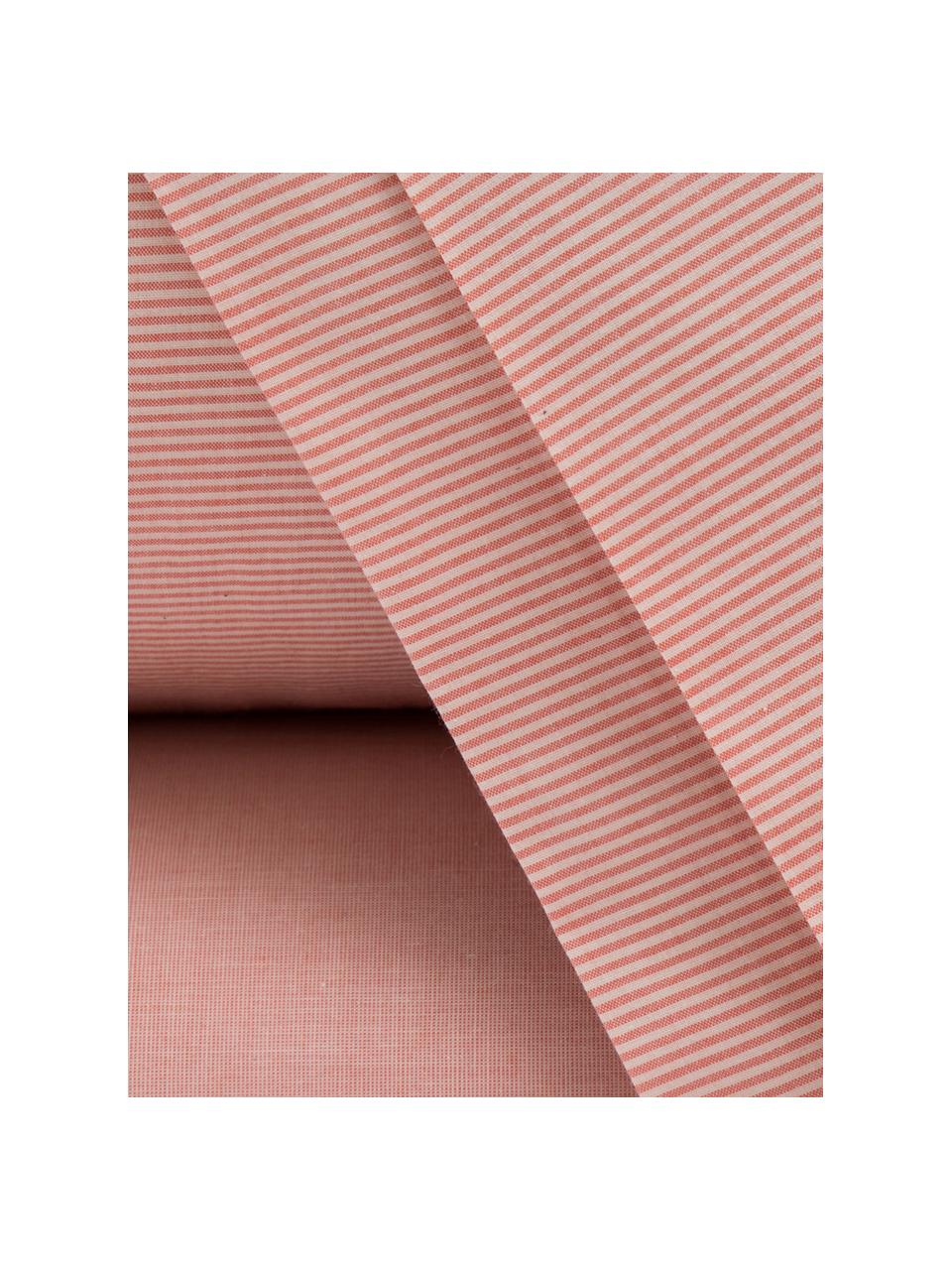 Set lenzuola in percalle Stripes, Tessuto: percalle Il percalle è un, Terracotta, crema, 260 x 295 cm