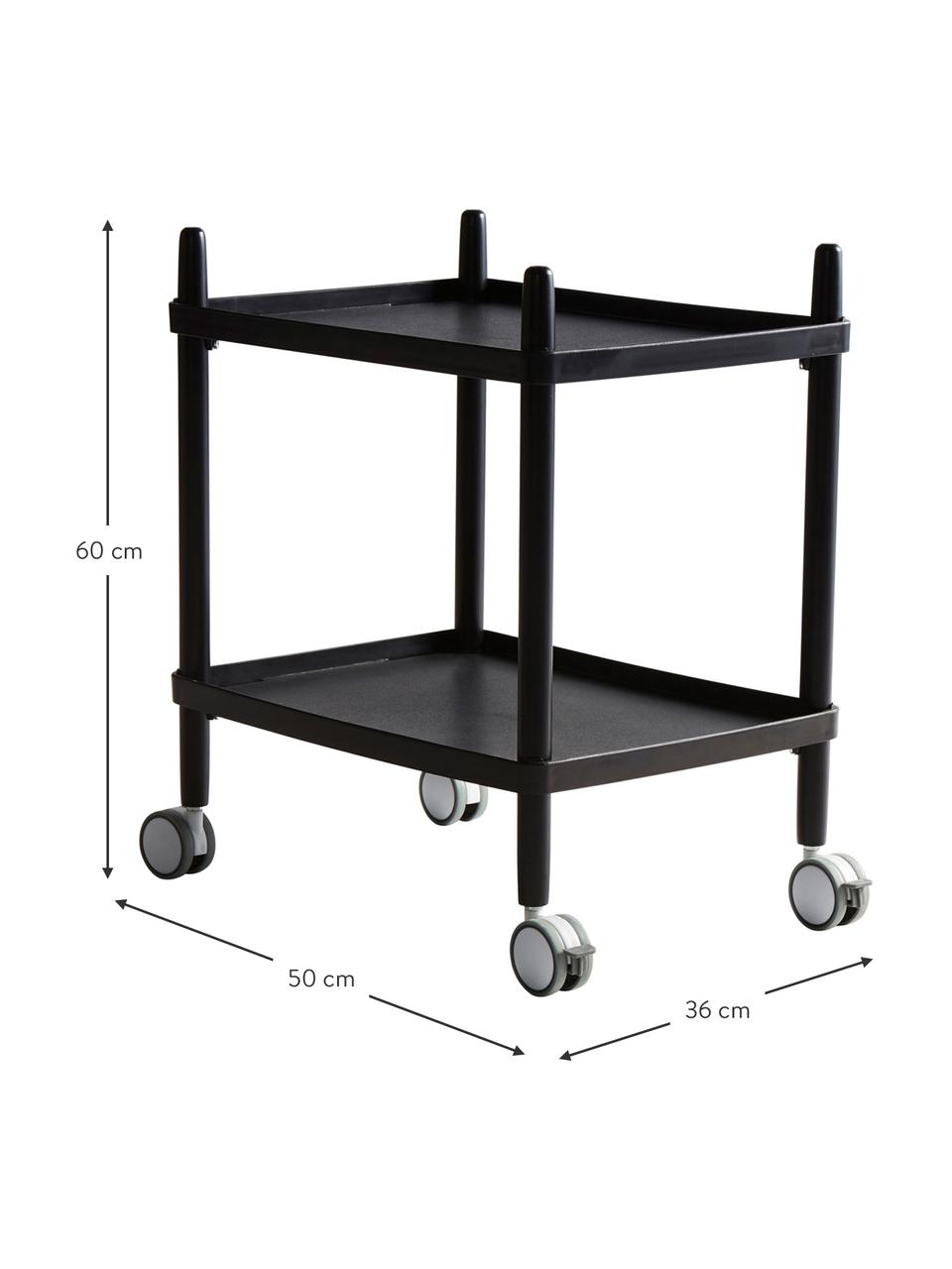 Bar cart Åsa van beukenhout in zwart, Frame: beukenhout gecoat, Zwart, B 50 x H 60 cm