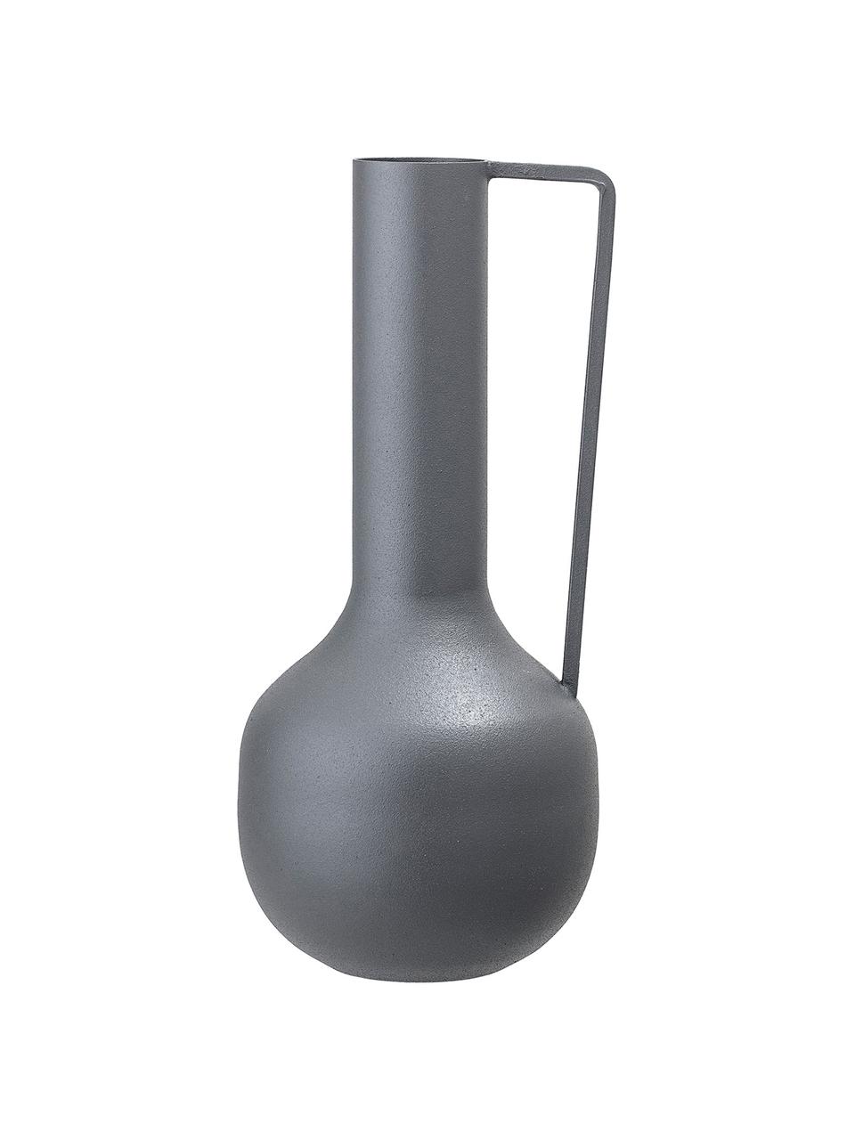 Vase Trend aus Metall, Metall, beschichtet, Grau, Ø 10 x H 25 cm